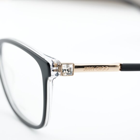 Jimmy Choo JC274 07C5 00 Rectangle 53mm Eyeglasses - Black/Crystal/Gold - Picture 7 of 10